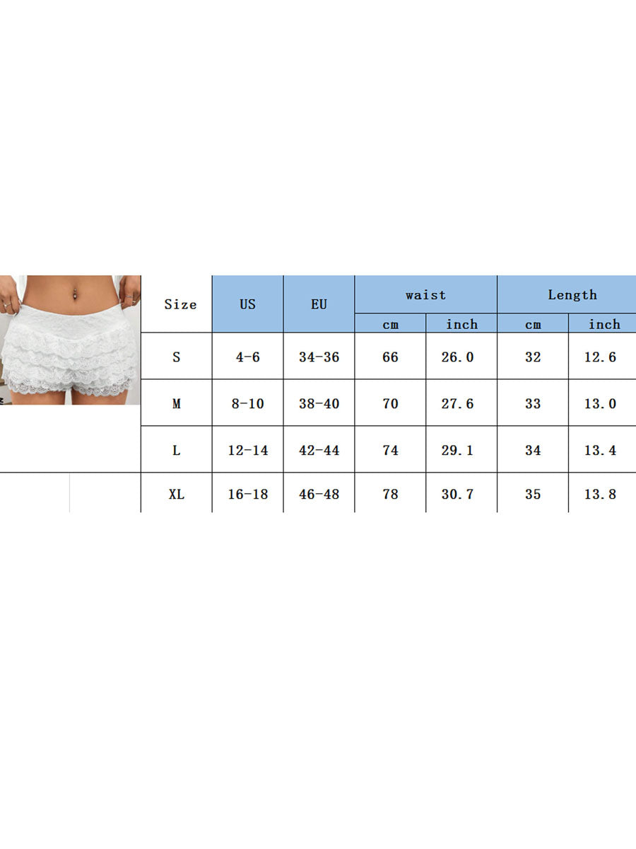 Women Lace Skorts High Waist Ruffle Layered Shorts Summer Gothic Casual Daily Short Pants Streetwear