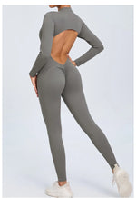 Women's Seamless Yoga Bodysuit Long Sleeve Zipper & Back Cutout Naked Feeling Quick-Dry Running Fitness Workout Jumpsuit