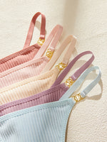5Pcs/Set Sexy Women Panties Solid Ribbed G‑String Thong Metal Ring Soft Female Sexy Lingerie Underwear
