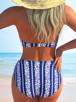 Sexy Black Striped Patchwork Bikini Set Women V Neck Cross Push Up Bra High Waist Swimsuit Bathing Suit Holiday Swimwear 2026