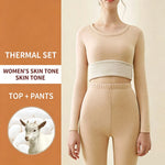 Wool Silk Thermal Underwear Set Double-sided Cashmere Long Velvet Fleece Plus Cashmere Thick Autumn Winter for Men Women Warm Un