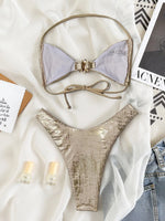 S - XLSparkling High Cut Halter Bikini Female Swimsuit Women Swimwear Two-pieces Bikini Set Bather Bathing Suit Swim Beachwear