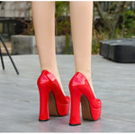 2022 New Model Catwalk Show 14CM High Heels Women's Banquet Party Round Toe Wear Single Shoes Large Size Women's Shoes 35-46