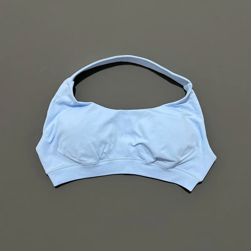 HISTELLO Impacts Sports Bra Women Seamless Yoga Halter Top High Support Push Up Open Back Gym Wear Workout Fitness Underwear