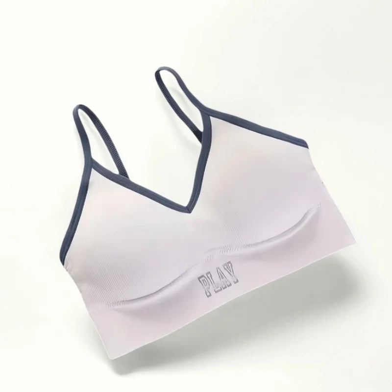 Women Crop Top Seamless Sports Push-Up Bra Tube Top Lingerie Underwear Streetwear Padded Camis with Straps Daily Wear Tops