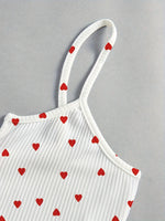 Summer Women Sleepwear Pajamas Sets Love Print Bow Dipped Crop Tops and Shorts Set Casual Loungewear Home Clothes