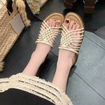 Outer Wear Roman Breeze Slippers Handwoven Low Heel Slippers for Women