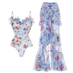 2025 Solid Red Flower One Piece Swimsuit Luxury Women Swimwear Sexy Swim Suit Deep V Monokini Off Shoulder Bodysuit Bathingsuit