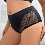 1pcs Sexy Hollow Out Plus Size Women's Panties Solid Color Lace Floral Cotton Splicing Briefs Breathable Skin-Friendly Lingerie