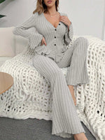 Autumn Winter Two Pieces Pajamas Sets Women Sleepwear Sexy V Neck Long Sleeve Tops and Trousers Set Loungewear Home Clothes