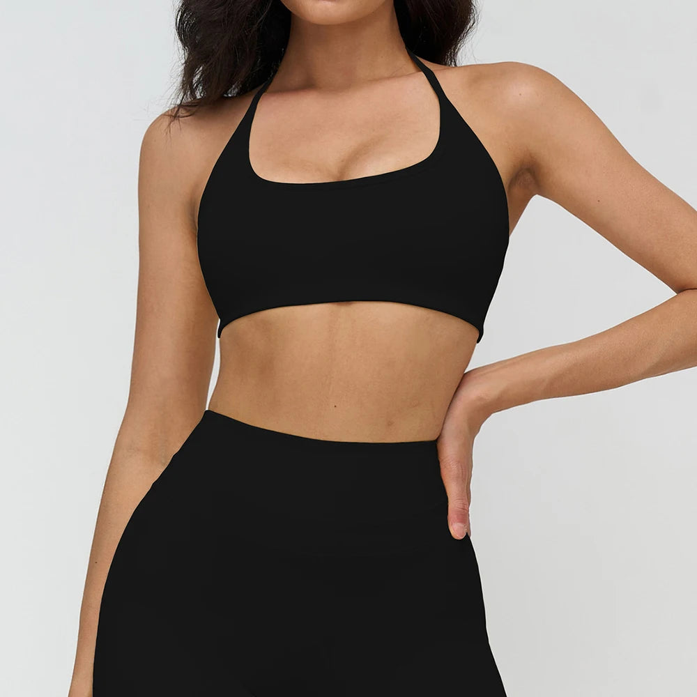 Sexy Gym Top Women Sports Bra Running Hanging Neck Yoga Bra Breathable Sports Underwear Women Fitness Push Up Workout Top Women