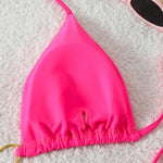 Sexy Metal Heart Ornament Bikini Set 2026 Women Blue Pink Halter Push Up Bra Thong Swimsuit Beach Bathing Suit Vacation Swimwear