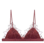 MOYISU Pure Desire Victoria French Lace Embroidered Lingerie Women's Thin Cup Triangle Cup Bra Set Comfortable No Underwire