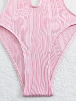 Sexy Halter V Neck Wrinkled Female Swimwear One Piece Swimsuit Women Backless Monokini High Leg Cut Bathing Suit Swim Beach Wear