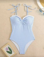 2026 Strappy Swimsuit One Piece Sexy Striped Ruffle Swimwear Women Bathers Bathing Swimming Swim Suit Padded Beachwear Summer