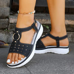 2026 New Summer Clip Toe Flat Heels Sandals Non-Slip Rome Women Shoes Fashion Buckle Slingback Sandals