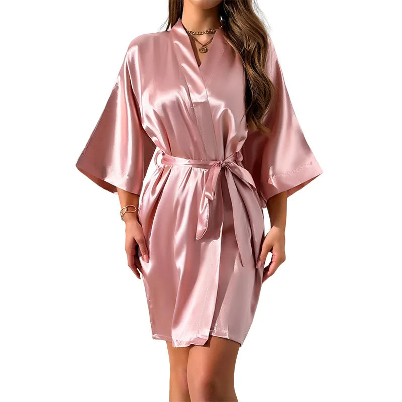 Autumn New Women's Silk Pajamas Sexy Fashion Pajamas Set and Simple Robe Three Piece Women's Loungewear