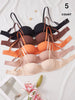 5Pcs Detachable Strap Bandeau Bras Solid Strapless Push up Bra for Women Daily Invisible Lingerie