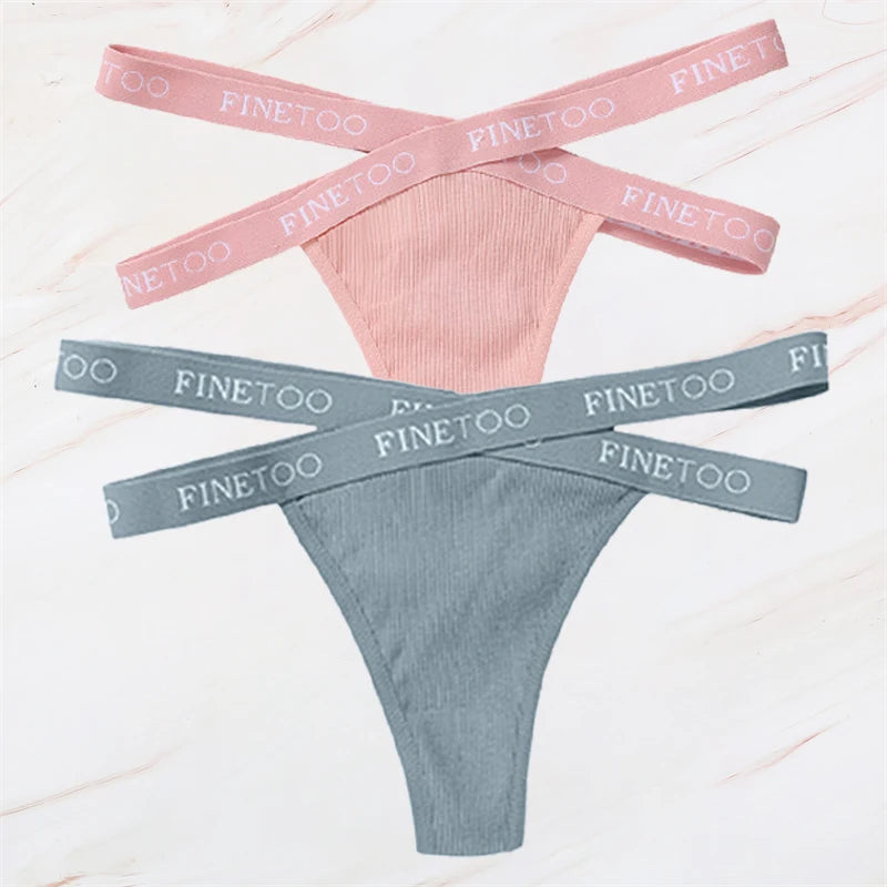2Pcs/Set Women Thongs Panties Female Letter Belt Underwear Ladies Cotton Cross Strap Bikini M-XL G-String Girl Intimate Lingerie