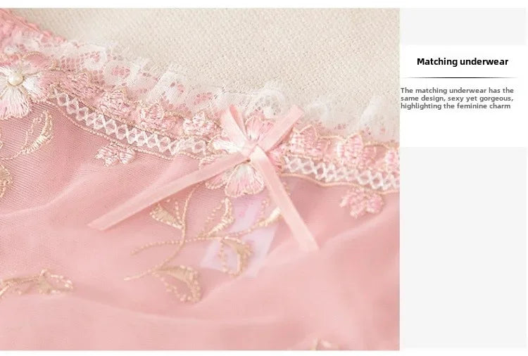 MOYISU Pure Sexy French Ultra-thin Underwire Large Size Bra Set Fat Mm Big Chest Small D Cup Bra Thin Lace Underwear Women