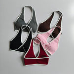 Shockproof Breathable Sports Bra Halter Neck Vest with Chest Pad for Gym Running Yoga Pilates Training Fitness Back Beauty
