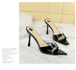 BIGTREE Shoes Women PVC Transparent Shoes for Women Sexy Pointed Open Toe Shallow Slider Slippers Ladies Sandal High Heels Mules