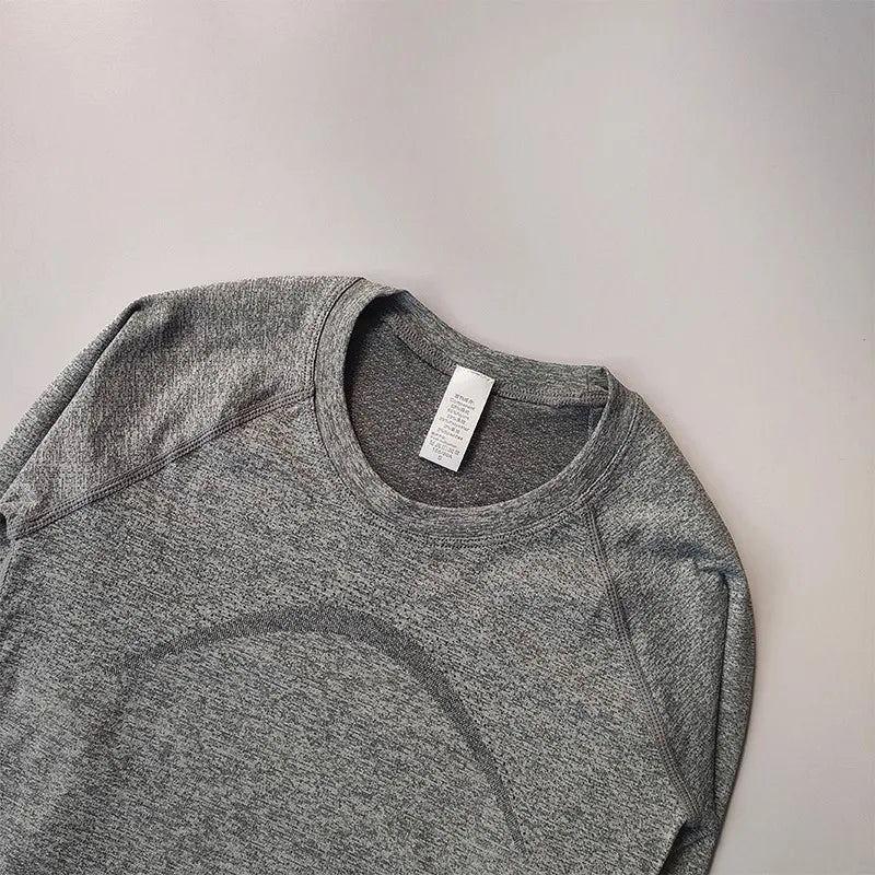 Women's round Neck Fitness Top for Autumn Running Training Pilates Yoga Workout Clothing Comfortable Training Top