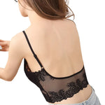 Women Lace Bra Crop Top Sexy Lingerie Female Tanks Backless Bralette Tops With Removable Pads Camisole Sexy Non-wire Underwear