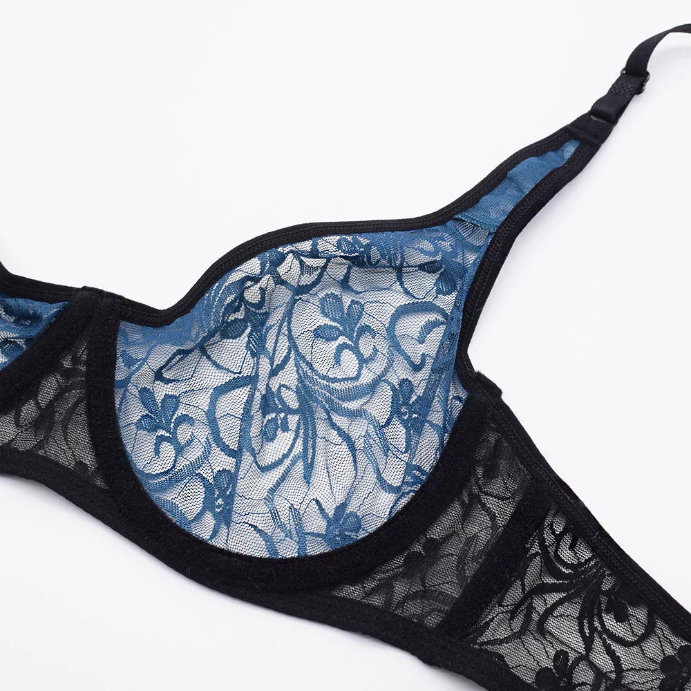 Womens Underwear Lace Bras Underwire BH Hollow Out Embroidery Sexy Lingerie Tops Plus SizeBrassiere A B C D Cup