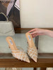 French Summer CRYSTAL PVC Transparent Pointed Toe Women Slippers Pumps Mules Shoes Elegant Thin High Heels Banquet Party Sandals
