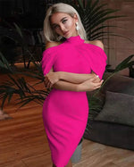 2024 New Solid Color Slim Midi Dresses Women Halter Neck Off Shoulder Package Hip Bodycon Elegant Temperament Ladies Party Dress