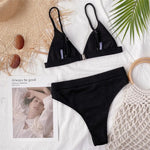 S - XL Sexy Female Swimsuit High Waist Bikini Women Swimwear Two-pieces Bikini set Ribbed Bather Bathing Suit Swim V2328
