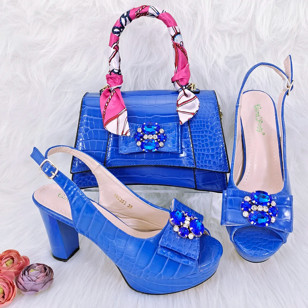 Doershow beautiful Italian Shoe and Bag Set New Shoes and Bag Set In Italy pink Color Italian Shoes with Matching Bags HFG1-23