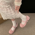 Preppy Butterfly-Knot Low Heel Mary Janes Women Vintage Solid Buckle Strap Pumps Woman Cute Sweet Lolita Single Shoes for Ladies