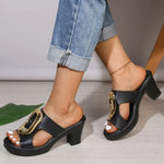 Thick High Heel Sandals Women Summer 2026Outdoor Slippers Plus Size Women Elegant Sandals