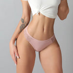 Women Solid Color Sexy Panties Lace Low Waist Patchwork Thongs Women Solid Comfort Cotton Crotch Underwear Sexy Lingerie Трусы