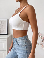 Women One Shoulder Bra Front Closure Unlined Push Up Brassiere Bandeau Thin Comfort Non-slip Lingerie