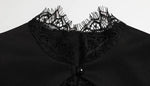 Ahagaga Sexy Women's Mini Dresses Patchwork Short Sleeves Lace Hollow Out Slim Fit Trend Baisc Turtleneck Streetwear Female Robe