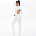 Women's Seamless Yoga Jumpsuits Sports Fitness Zipper Open Beauty Back Hip-lifting One-Piece Running Training Workout Bodysuits