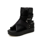 2026 Sexy Black Women Wedge Platform Sandals Summer Ladies Cool Boots Zipper Open Toe Sandalias Breathable Female Roman Shoes