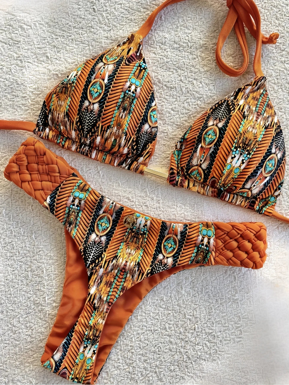 Fashion Print Halter Mini Thong High Cut Bikini Female Swimsuit Women Swimwear Two-pieces Bikini Set Bather Bathing Suit Swim