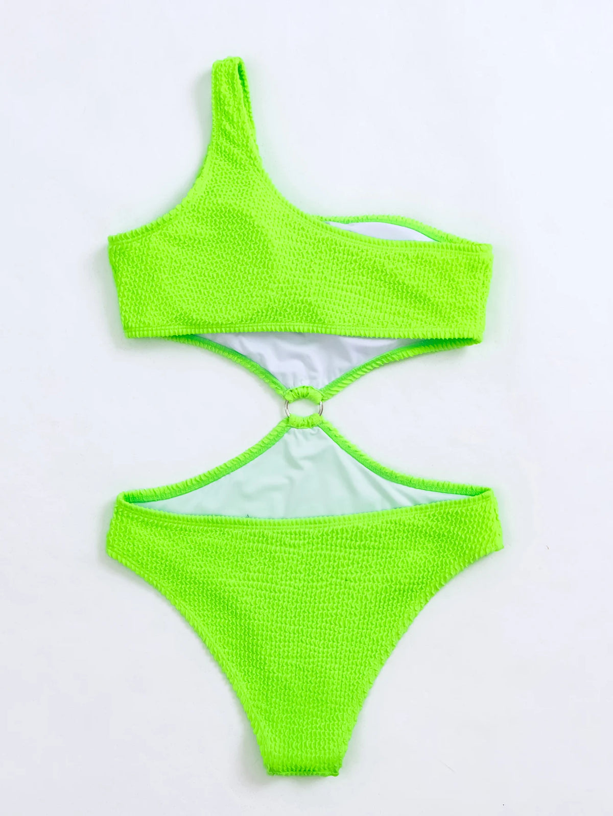 2026 Sexy Ring Link Monokini Swimsuit One Piece Solid One Shoulder Swimwear Women Bathers Bathing Swimming Swim Suit Female