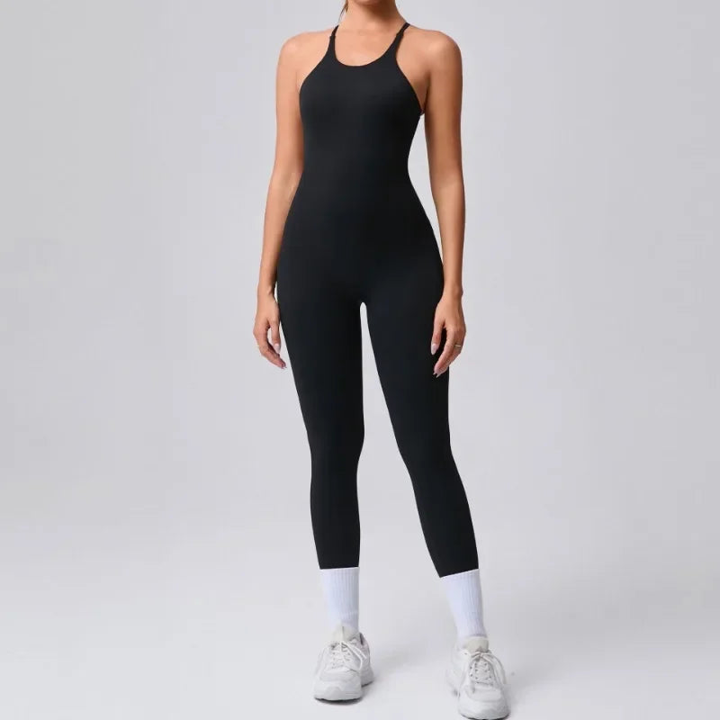 Women's Yoga Jumpsuits Sports Fitness Hip-lifting Cross Beauty Back Adjustable Straps One-piece Training Workout Gym Bodysuits