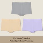 3Pcs Women's Seamless Panties Sports Boxer Underwear Female Solid Color Comfortable Briefs Cozy Lingerie Intimate Underpant S-XL