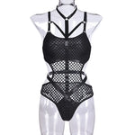 Toucheart Erotic Halter Bodysuit Large Mesh Splicing Andheavy Craftsmanship Women Hollow Seductive Intimate Hot Private Bodysuit