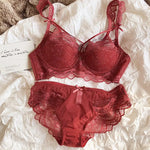MOYISU Sexy French Lace Bralette Small Bust Cup Bra Set with Removable Straps & Push Up Pads, Soft Underwire Thin Girls Bra Top