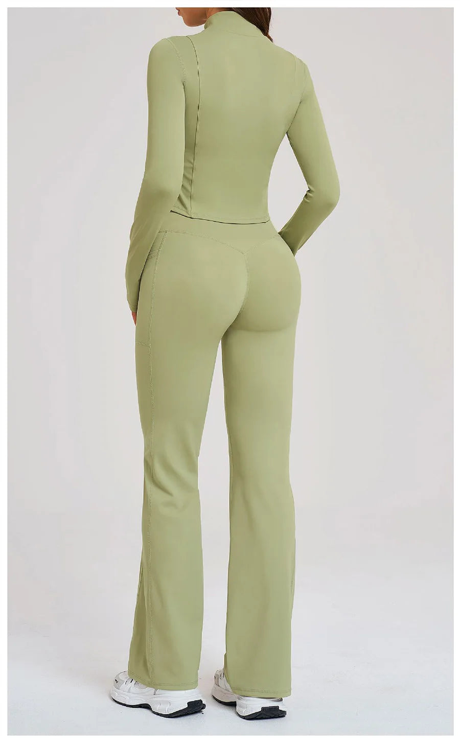 2PCS Yoga Set Gym Clothes Sportswear Seamless Women Fitness Long Sleeved Tracksuits Sports Workout Gym Flared Leggings Athletic