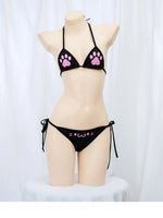 Japanese Anime Kawaii Cat Paw Micro Bikini Set for Women Girl Bandage Backless Mini Swimsuit Underwear Lingerie Bathing Suit