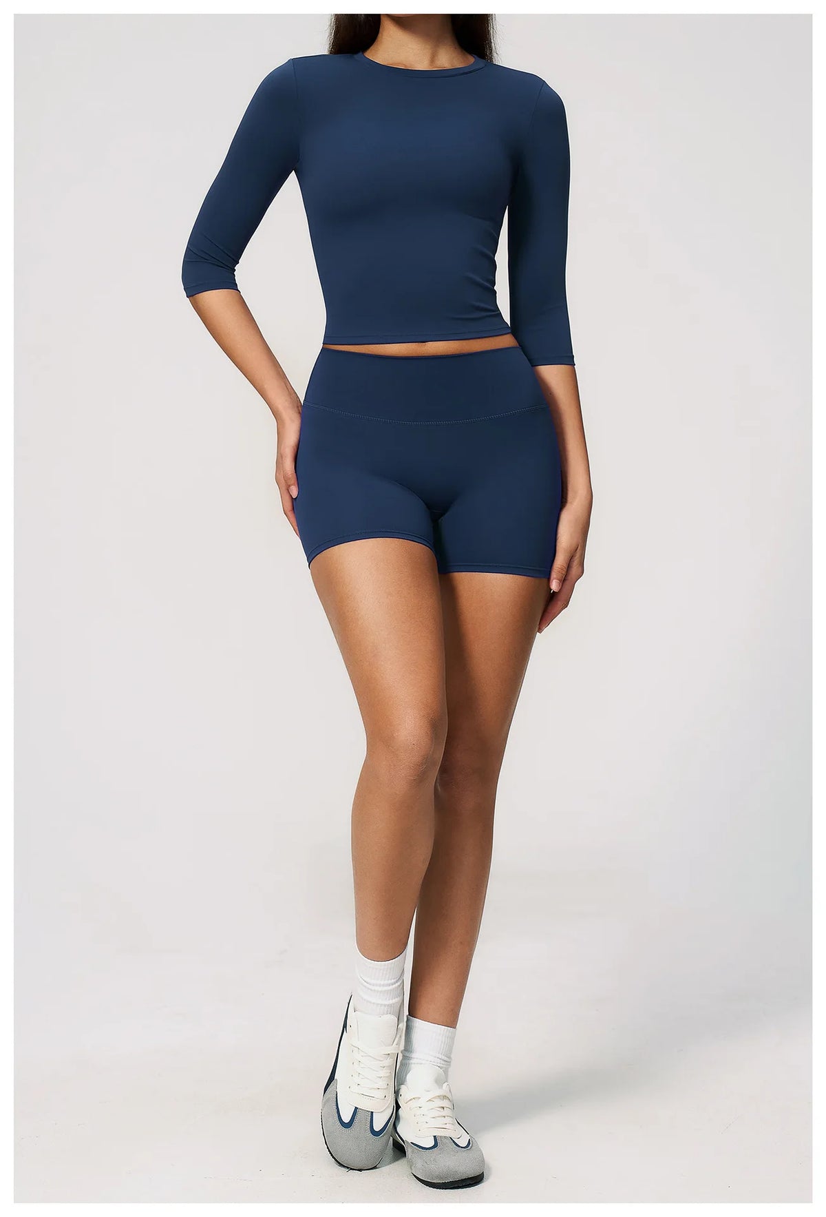 Yoga Sets Women Half Sleeve O Neck Slim Sports T Shirts High Waist Short Fitness Suit Outdoor Gym Running Workout Tracksuit