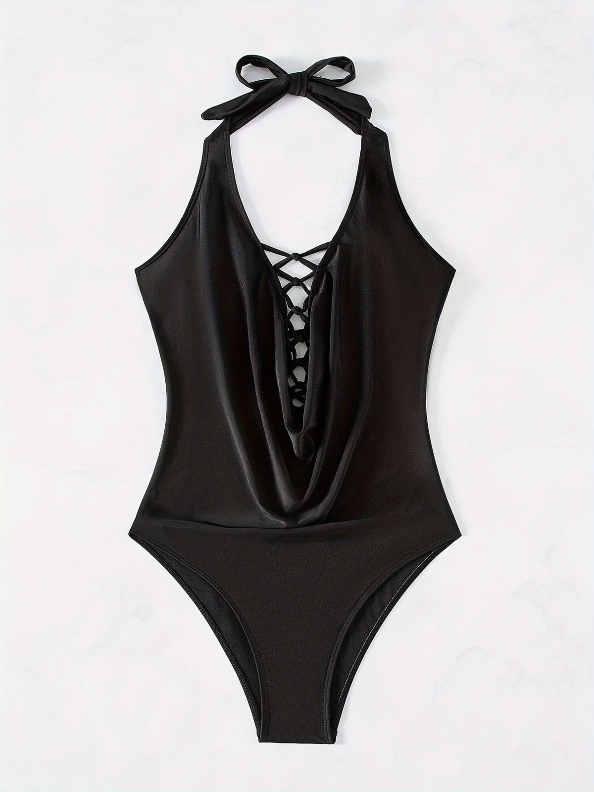 ZTVitality Sexy Solid Backless One Piece Swimsuit 2025 New Arrival Halter V Neck Padded Bra Swimwear Women Summer Bathing Suit